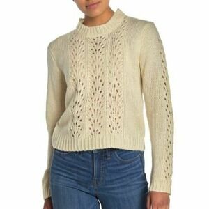 Woven Heart NWT Women's XS Ivory White Open Stitch Knit Sweater Long Sleeve Crop
